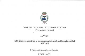Avviso pubblicazione MODIFICA PROGRAMMA TRIENNALE LAVORI PUBBLICI 2025-2027