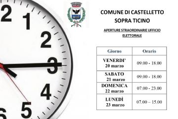 Orari apertura straordinaria Ufficio Elettorale