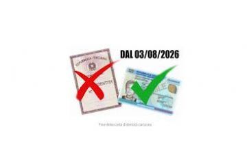 La carta d&#39;identit&#224; cartacea dal 03 agosto 2026 non sar&#224; pi&#249; valida.